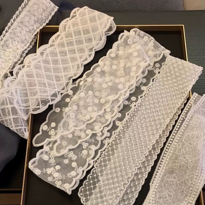 Korean Version Ins White Lace Ribbon Women's Spring High-End Elegant Long Silk Scarf Versatile Scarf Neck Strap Decoration Korean Version Ins White Lace Ribbon Women's Spring High-End Elegant Long Silk Scarf Versatile Scarf Neck Strap Decoration