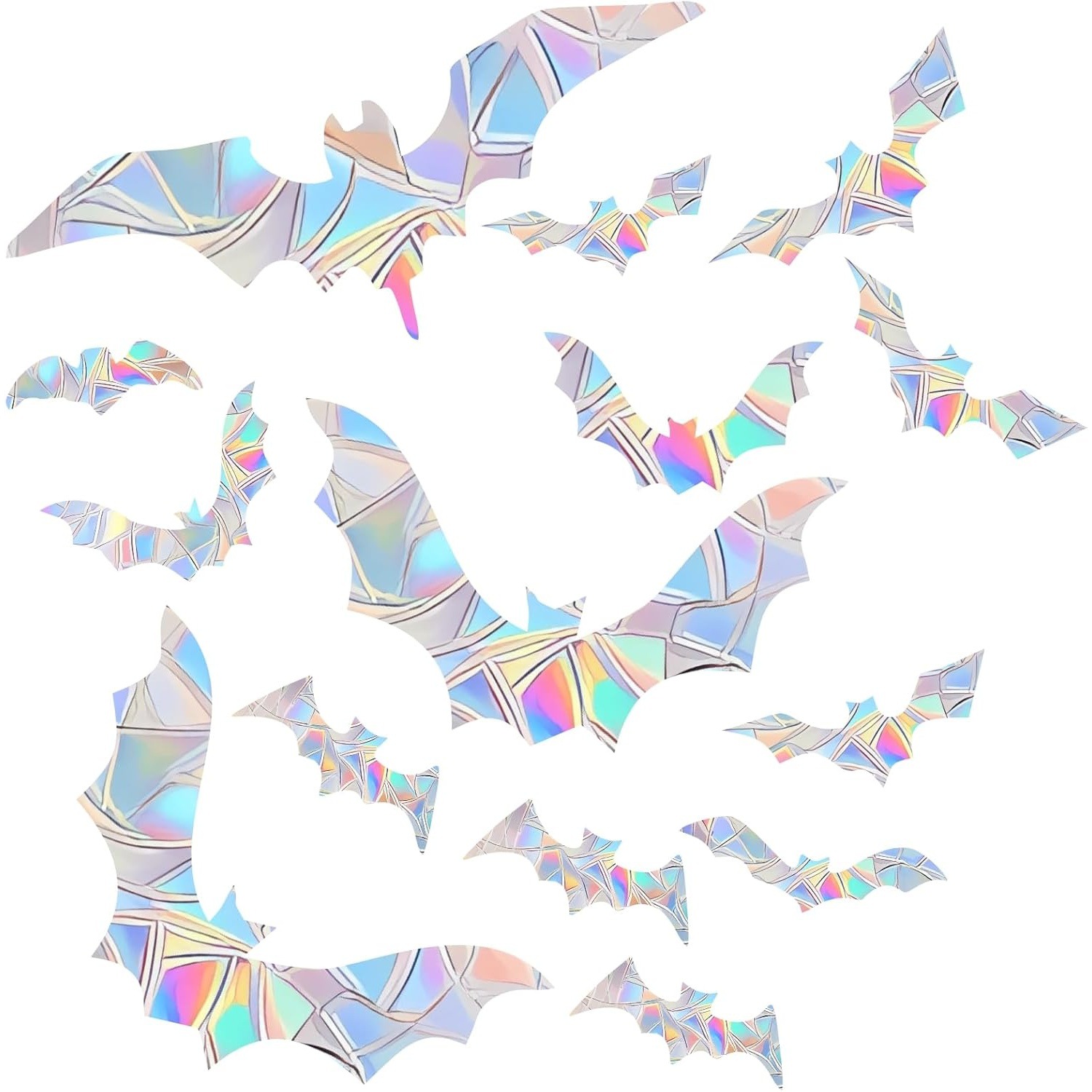 防撞彩虹蝙蝠贴纸45片防鸟撞窗装饰可重复使用