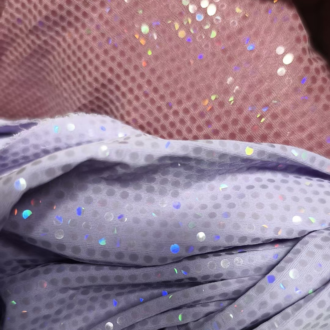 厂家批发 亮片绣刺绣面料圆珠片亮片绣烫钻网纱布料 舞台演出服装