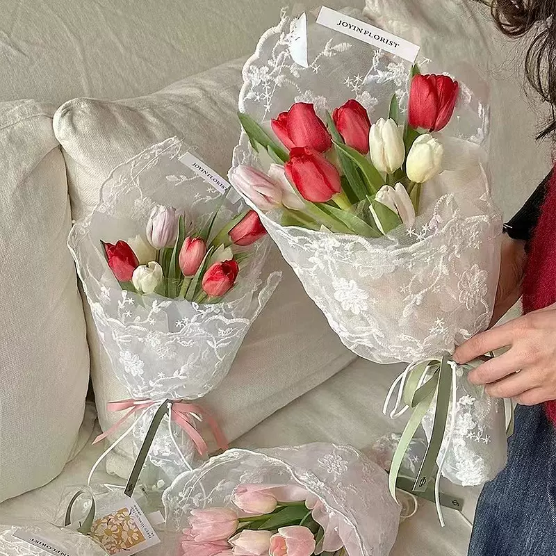 520高级感包花网纱布蕾丝少女包花纱网diy花束材料批鲜花包装材料