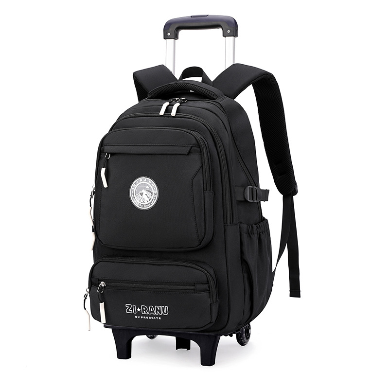 Mochila de tirón, caja de tirón, mochila escolar para niños de grado 3 - 6, estudiantes de secundaria masculinos con ruedas para subir escaleras de gran capacidad