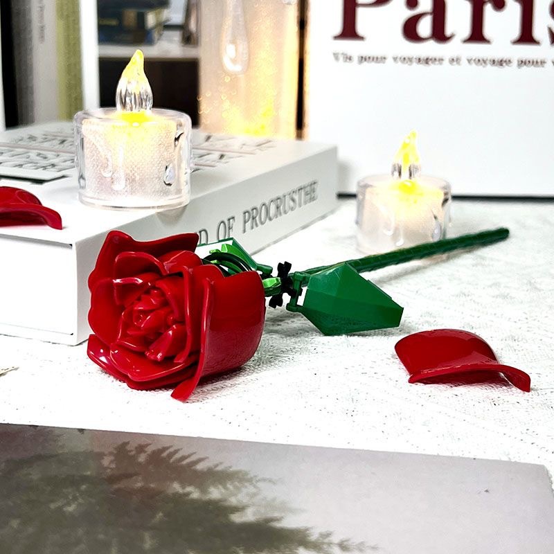Bloques de construcción de rosas transfronterizos compatibles con ramo de Lego flor eterna rosa girasol Tulipán juguete ensamblado