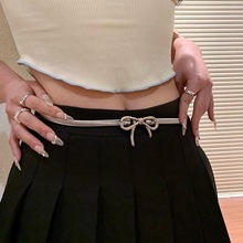韩版优雅蝴蝶结松紧弹力腰带女春季新款复古经典金属链腰链配饰