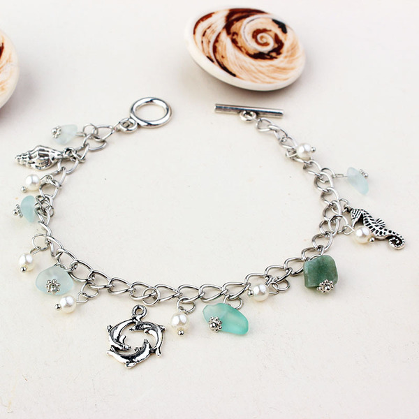 Sapphire ankle bracelet pearl for yoga