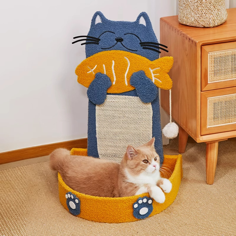 물고기를 먹는 새끼 고양이 - 바닥 스타일