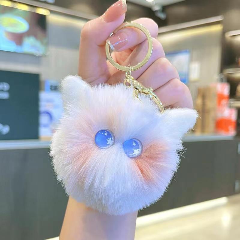 かわいい赤面猫ボールキーホルダーぬいぐるみランドセルペンダント女性人形絶妙な人形ペンダントアクセサリー|undefined