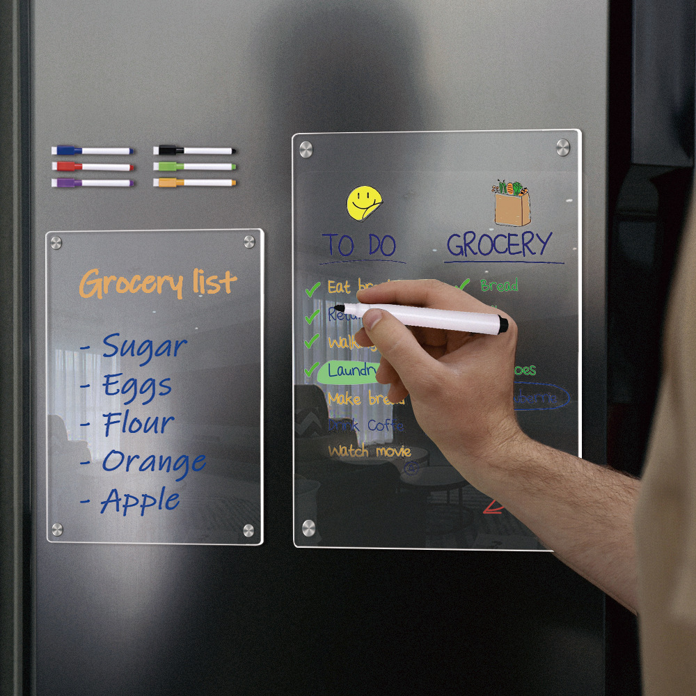 Tablero de calendario acrílico refrigerador imán tablero de visualización magnética calendario semanal calendario mensual borrable mensaje de escritura de succión magnética tablero de limpieza en seco image 5