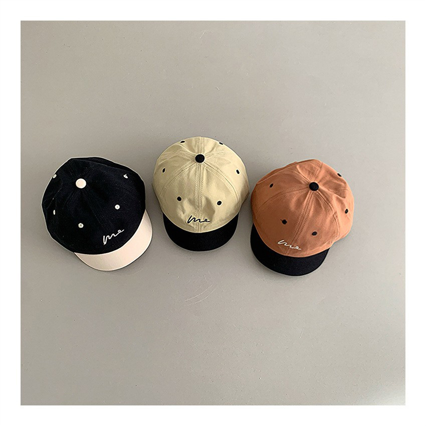 Niños coreanos líneas simples bordadas gorra de lengua primavera y otoño bebés masculinos y femeninos corto borde corto viaje sombrero de béisbol sombrero de sombra