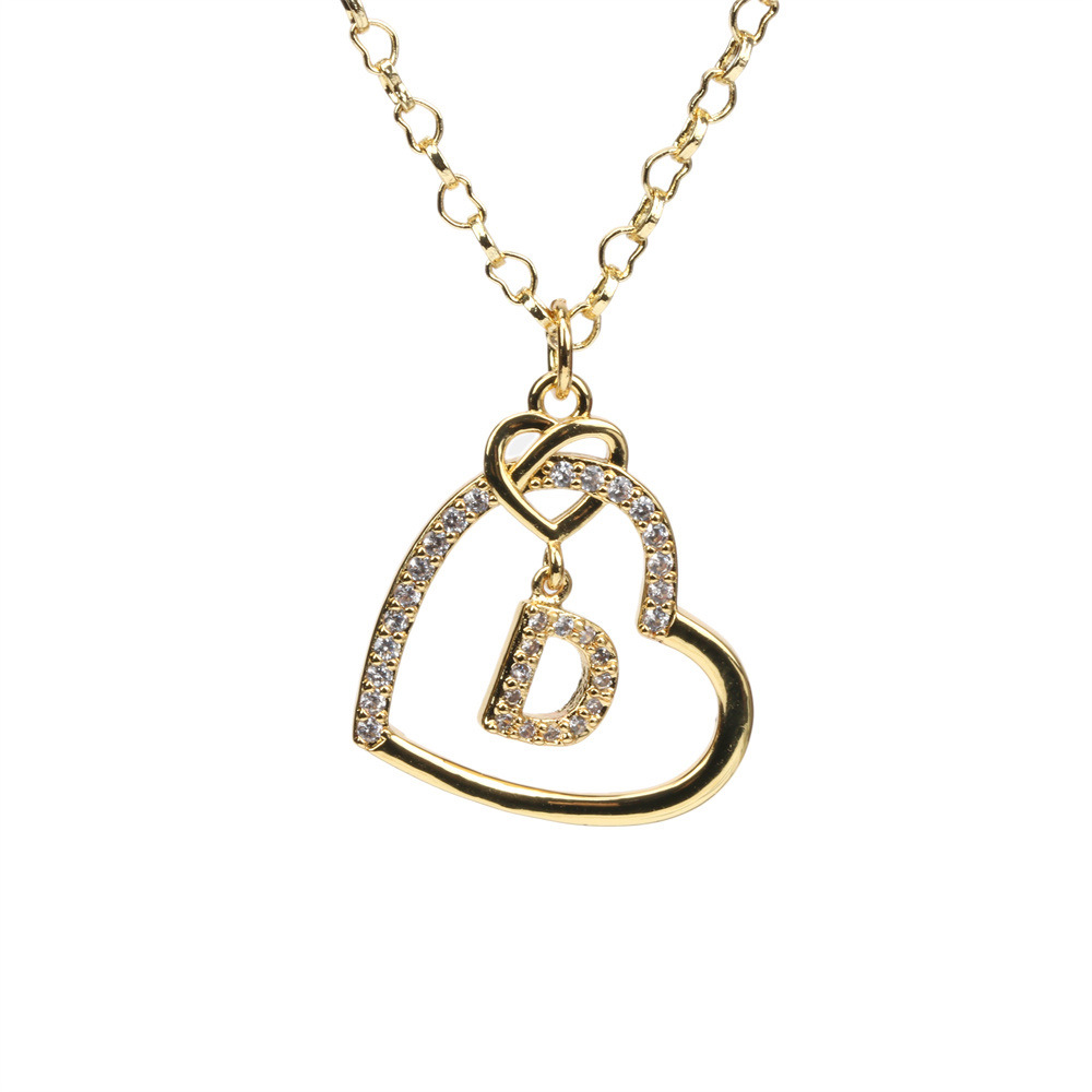 new copper plated real gold color retention diamond 26 letter necklace wholesale