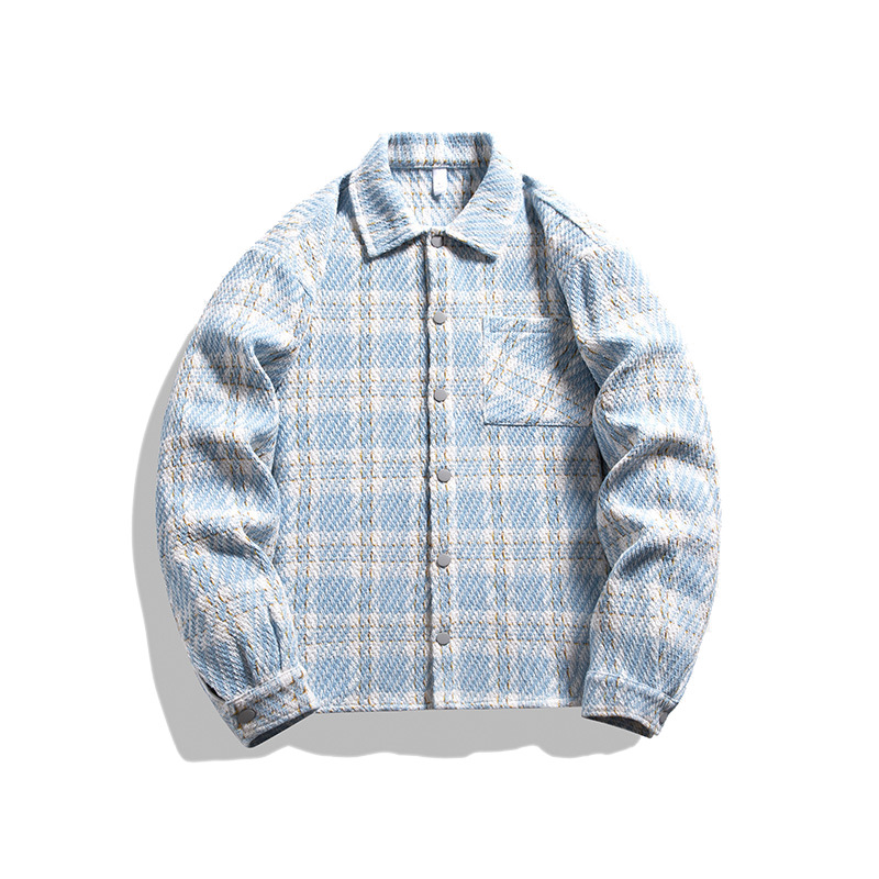 Men's Clothing Jacket for boys, new style for spring and autumn, high end style plaid brand, style lapel loose casual versatile jacket_voghion.com