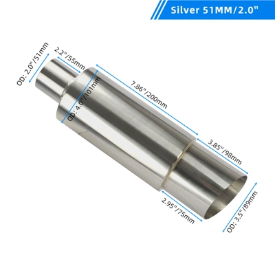 Exhaust pipe exhaust silencer N1 style universal - 51-unlabeled-silver