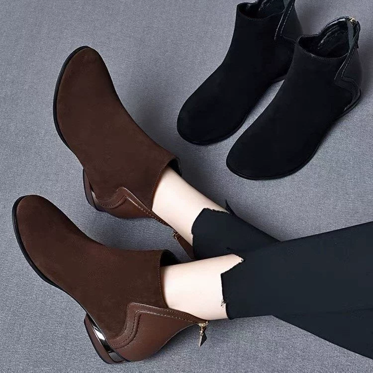 2024 осень и зима новые корейские каблуки модные сапоги
