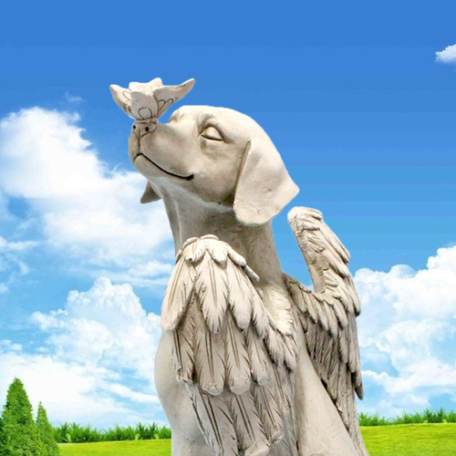 Cross-border new angel dog statue creative pet dog tombstone memorial stone outdoor garden resin decoration ornaments