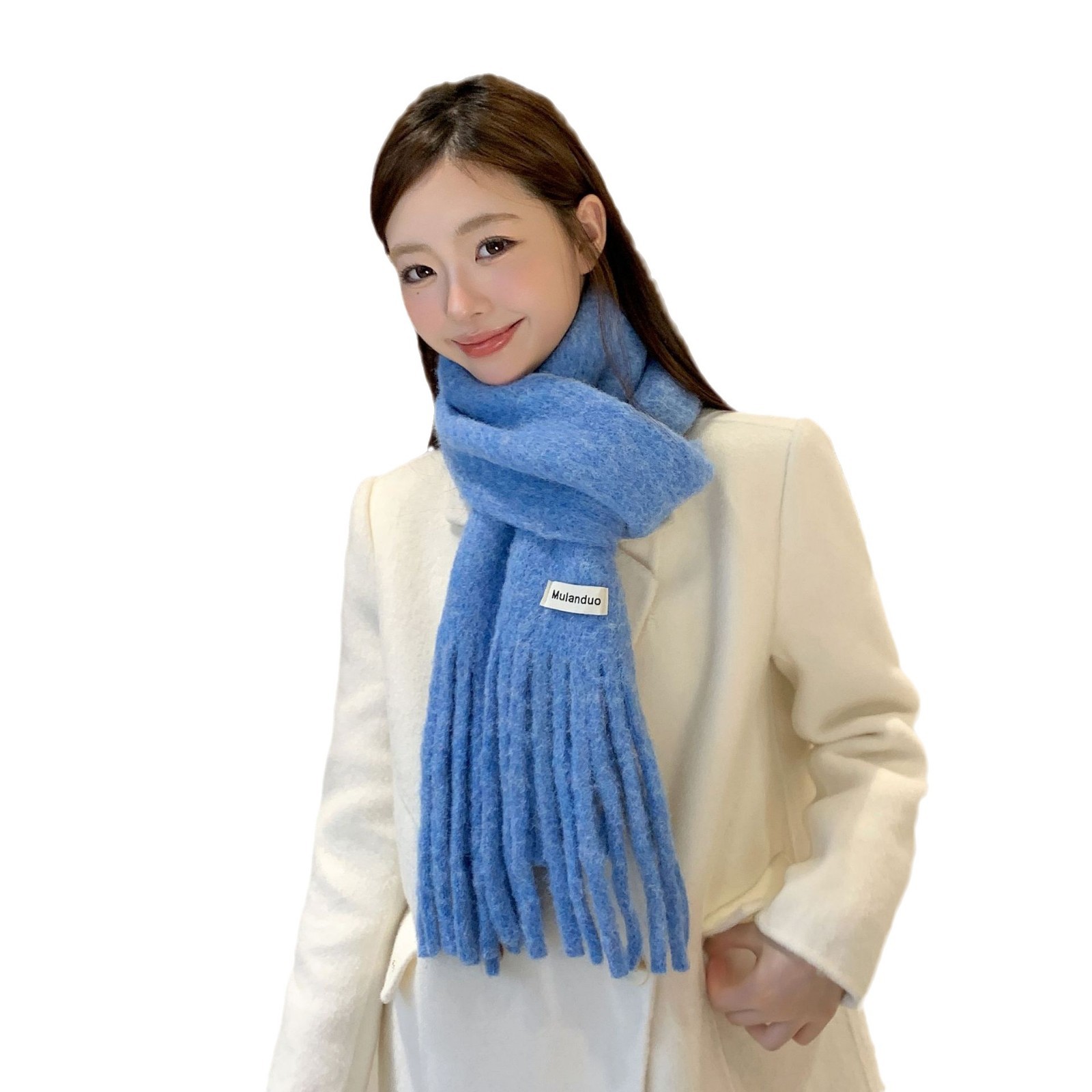 2024 nuevo invierno de alta calidad sensación de color sólido versátil bufandas de lana de cachemira de moda femenina coreana larga bordilla guillot