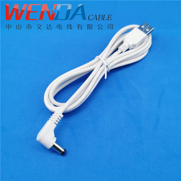 LED小夜灯 儿童发光灯具12V2A电源线 1.5米USB转DC5521弯头充电线|ru