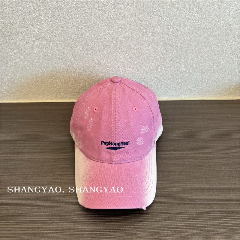 亲子帽时髦男女童鸭舌帽学院风做旧儿童棒球帽复古百搭破洞遮阳帽|undefined