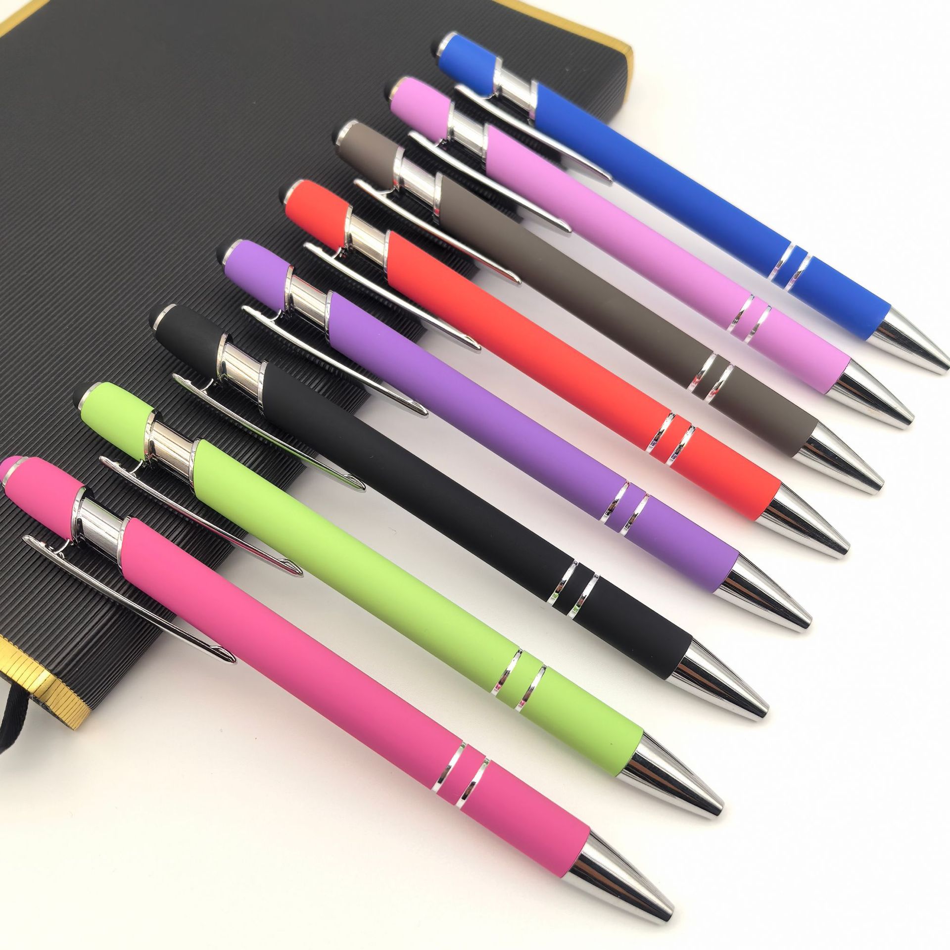 Presione caramelo color metal lápiz láser LOGO lápiz de metal pulverizador de pegamento colorido lápiz de bola