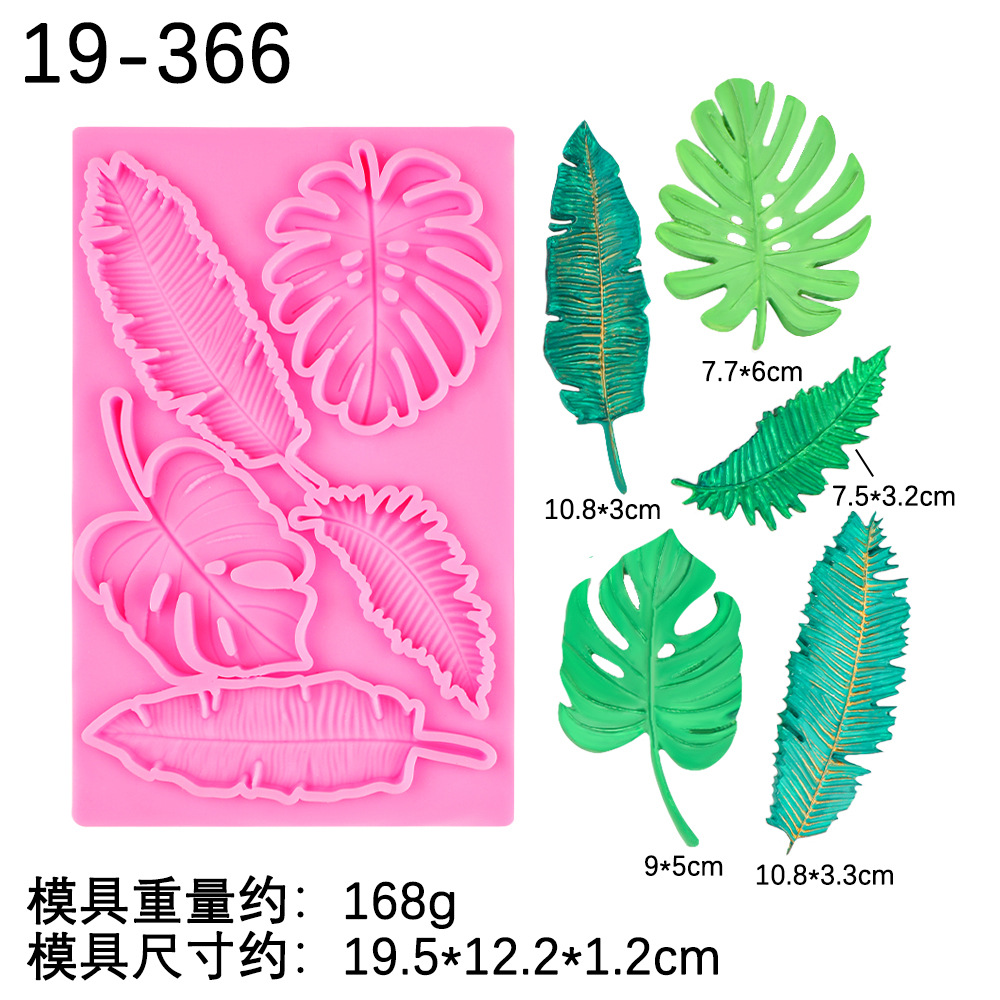 Molde de hojas de helecho de plumas de pavo real de chocolate fondant, molde de yeso de expansión de jabón hecho a mano de bricolaje, molde de decoración de pastel