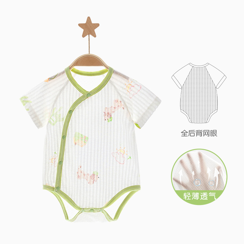 Bebé mono verano luna llena bebé manga corta algodón fino verano hombres y mujeres triangulares ropa de pedo ropa nueva