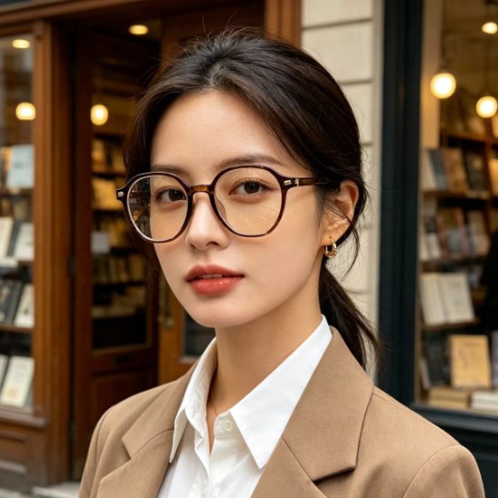Shimeng Korean-style tortoiseshell small oval anti-blue light glasses, can be fitted with prescription lenses, ultra-light and stylish, suitable for women with nearsightedness