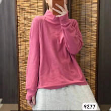 2024冬韩版简约宽松显瘦半高领加厚纯色打底衫百搭保暖T恤女9277