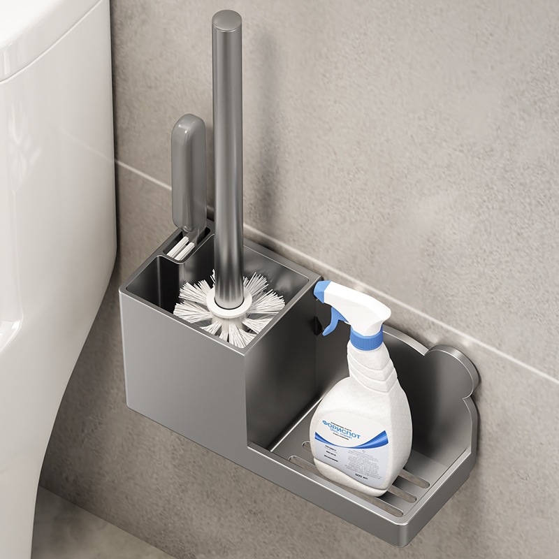 Nai Baibang Toilet Brush Wall-Mounted No-Drill Storage Rack Toilet Brush Bathroom Toilet Tool Traceless Wall-Mounted
