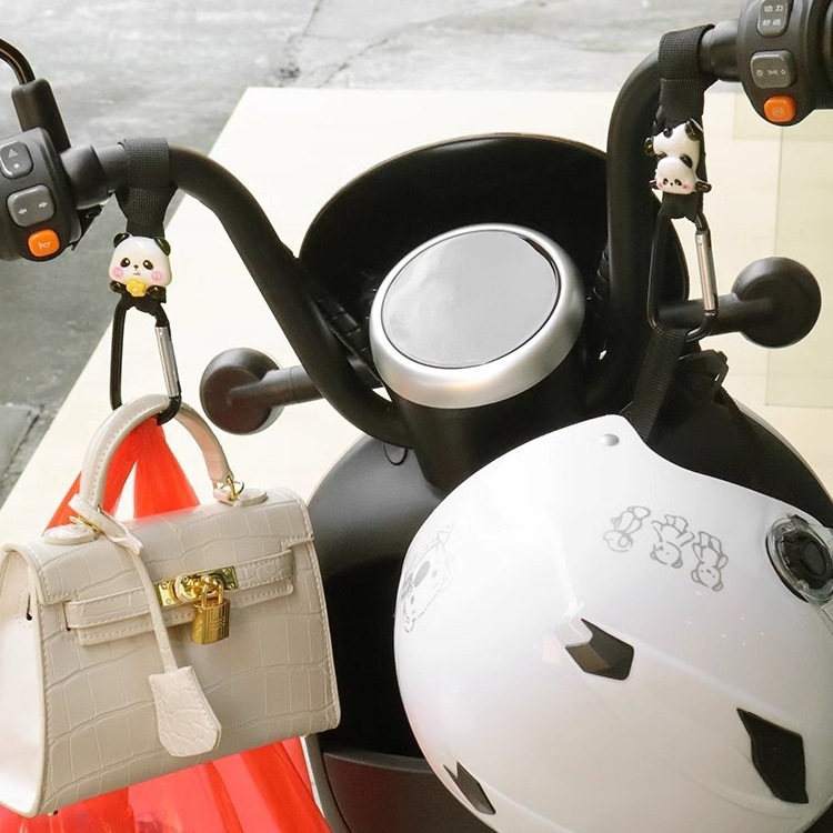 Gancho para coche eléctrico Gancho para colgar para motocicleta de carga universal delantero Gancho para llevar lindo panda