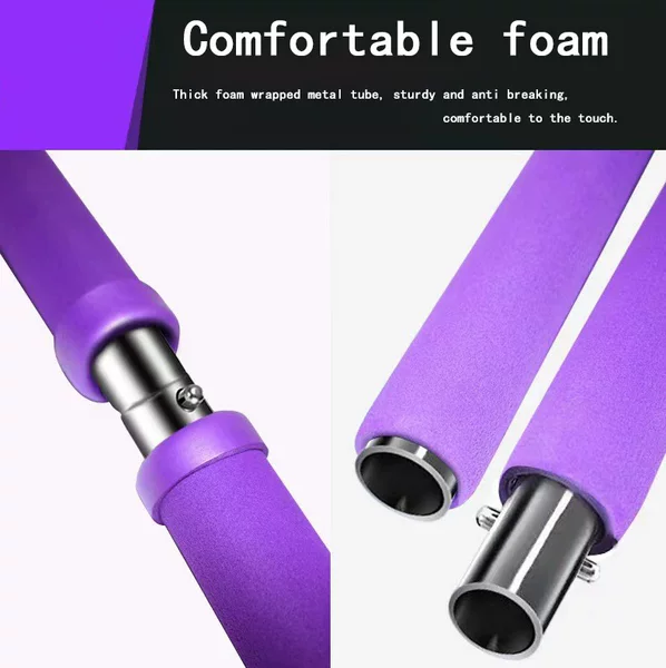 Pilates Bar Multi-Functional Fitness Bar Yoga Pilates Equipment Home Elastic Exercise Training Hip Resistance Rope