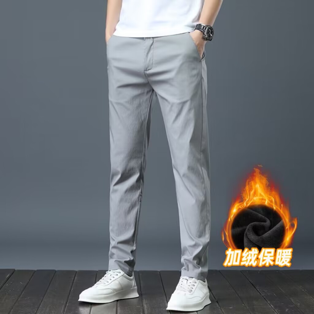 Pantalones casuales de primavera y otoño, tendencia de invierno para hombres, pantalones deportivos rectos sueltos, 2024 nuevos elásticos con lana de otoño y invierno