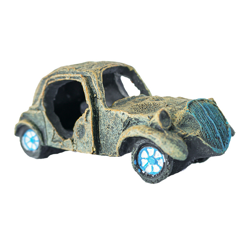 Venta caliente decoración de acuarios restos de coche pecera paisajismo resina pescado camarones adorno esquivar coche viejo autobús spot