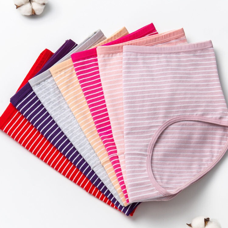 New four seasons universal hip cotton high waist underwear comfortable breathable fashion striped ladies briefs factory outlet