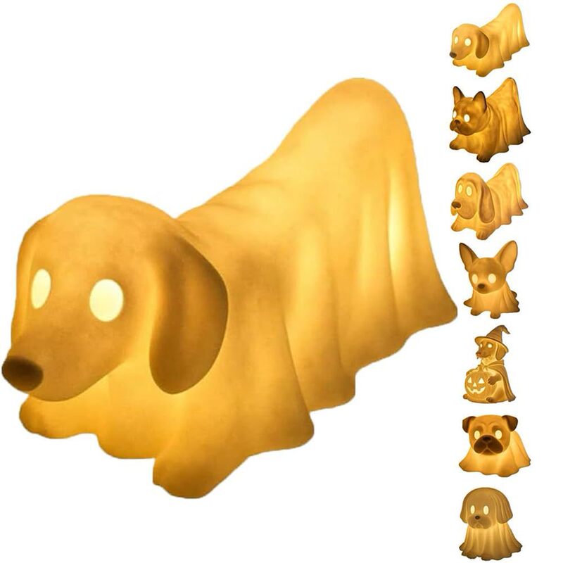 Dachshund Ghost Lamp腊肠犬鬼魂灯摆件树脂工艺品发光鬼狗|undefined