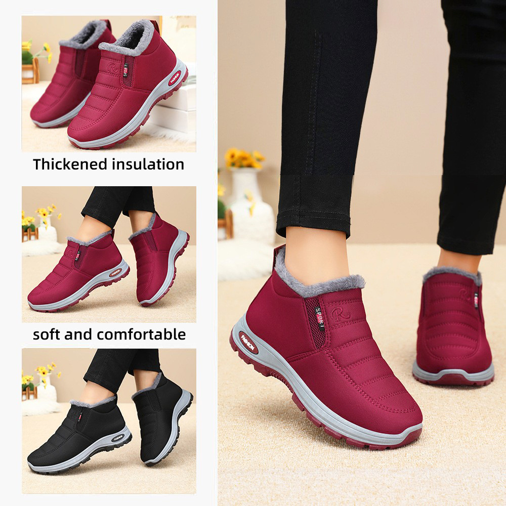 Zapatos de algodón para mujer en invierno, envío transfronterizo, botas de nieve, botas de poliuretano para mujer de talla grande, forradas de lana, botas de algodón gruesas, botas cortas de suela gruesa.
