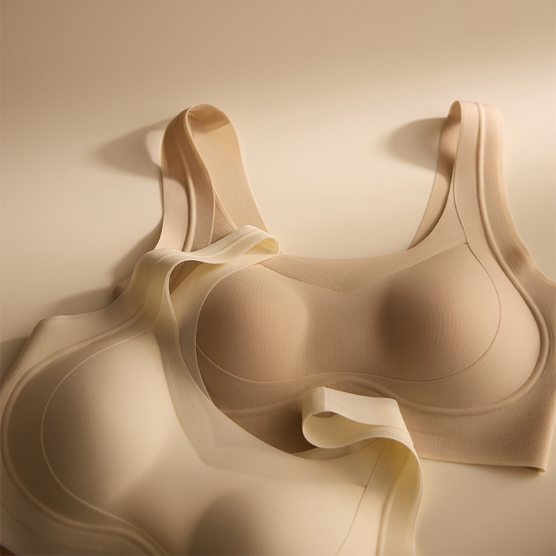 Cerotich Seamless Push-Up Bra for Women with Thin Wide Shoulder Straps, Side Breast Support, Jelly Fixed Cup Bra