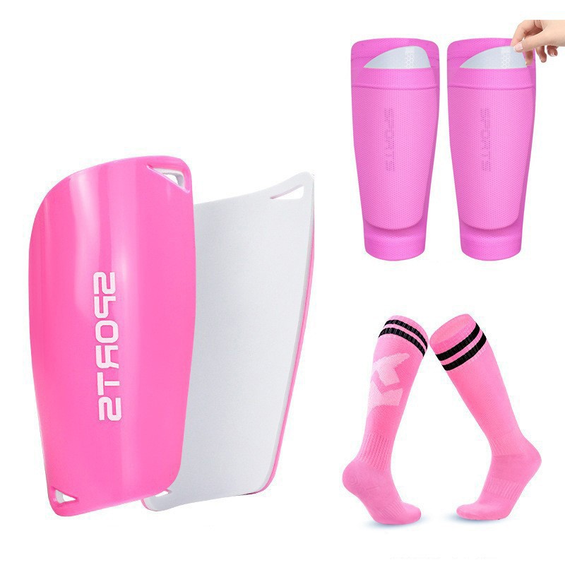 Foreign Trade Football Shin Guards, Sock Covers, Football Socks Three-Piece Set for Men, Women, Children, and Adults, Pink Professional Protective Gear Set
