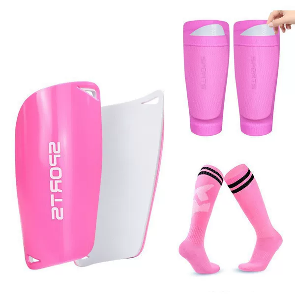 Foreign Trade Football Shin Guards, Sock Covers, Football Socks Three-Piece Set for Men, Women, Children, and Adults, Pink Professional Protective Gear Set