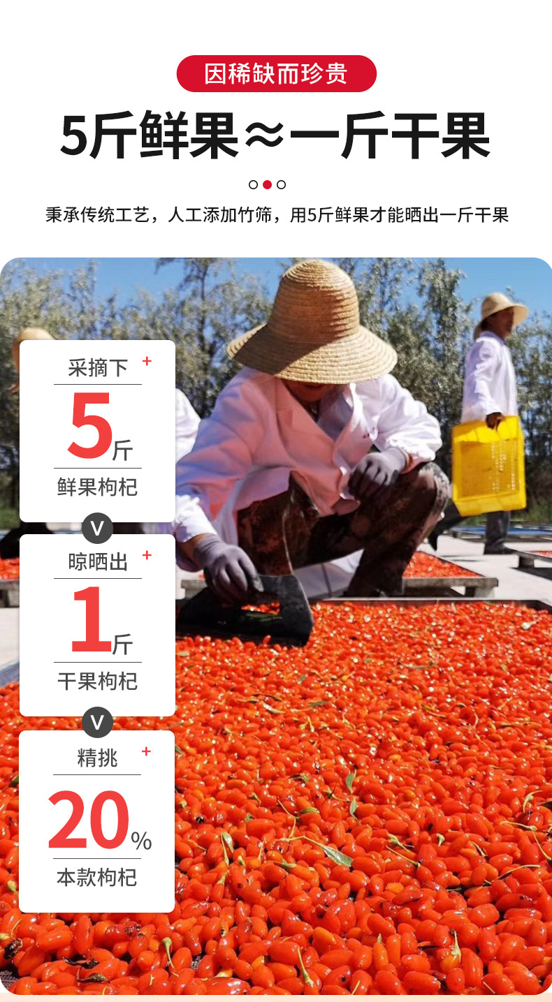 Dried Ningxia Goji Berries Gou Qi Zi Large Grade Ready to Eat 188g Can details