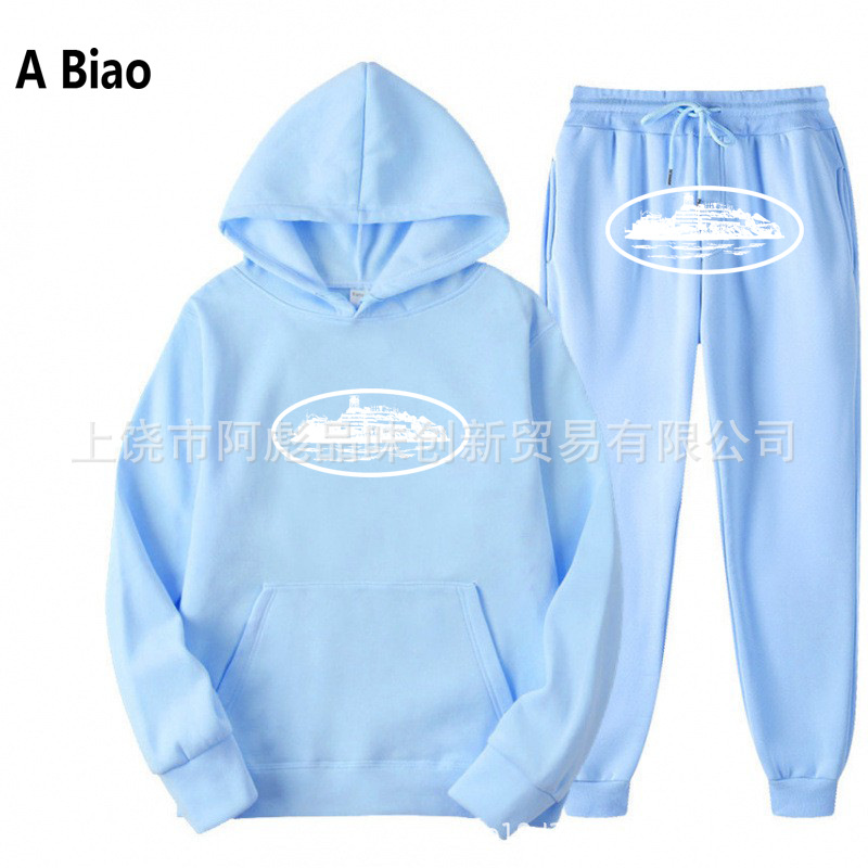 Europa y América Clint419 diablo prisión patrón de impresión de los hombres y las mujeres mismo suéter más traje de terciopelo al por mayor suelta nueva