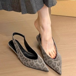 French Style Pointed Toe Hollow Back Mules Baotou Sandals 2025 Summer Gentle Fairy Evening Style Wedge Shoes for Women