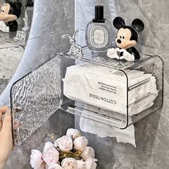 軽くて豪華な洗面タオルの収納箱の壁掛け式の台所のティッシュの箱のトイレの浴室の透明な逆さまは紙の箱を引き出します。