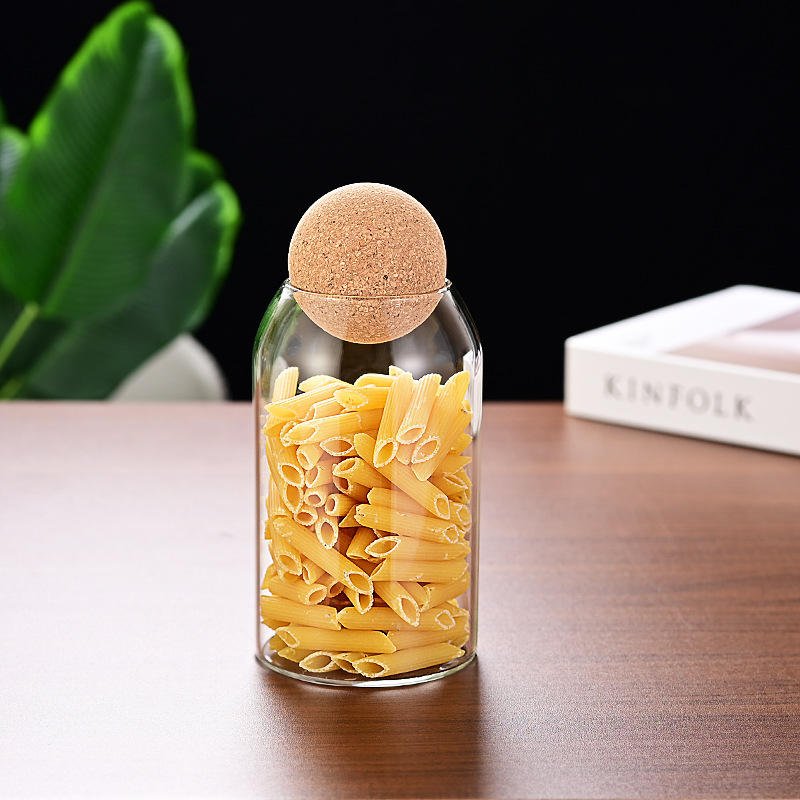 Bola de corcho tarro de vidrio sellado tarro de cocina transparente botella de almacenamiento tarro granos tarro de café tarro de almacenamiento del hogar