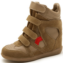 魔术贴隐形内增高女鞋高帮鞋2025秋新款小个子增高显瘦运动休闲鞋