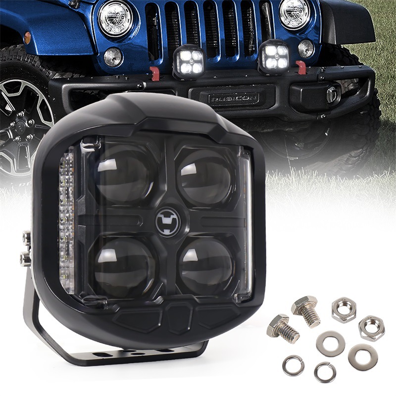 6寸牧马人led工作灯65W三面发光射灯越野改装前杠防水强光检修灯