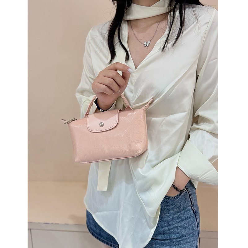 Bag Women's New Korean Mini Dumpling Bag Fashion Commuter Handbag Top Layer Cowhide Simple Shoulder Crossbody Bag