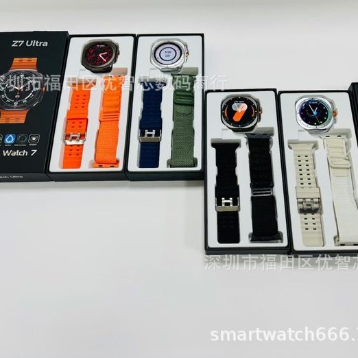 Z7ultra reloj inteligente Huaqiang tecnología norte negra detección de frecuencia cardíaca Bluetooth doble correa transfronteriza reloj inteligente w7