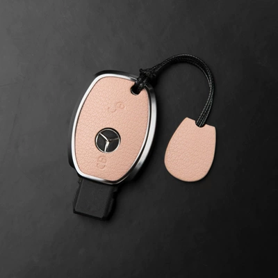 Car key bag, Glc, Gle, Glk. Made of Genuine - mercedes-benz-c-class-2-button-key-fob-case-minimalist-lanyard-style-sakura-pink