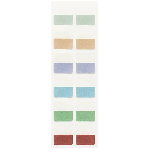 Writable and tearable index labels, loose-leaf notebooks, classification bookmarks, sticky notes, small strip marks