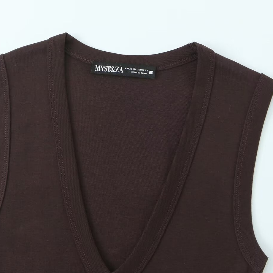 Women's Clothing Women's Sleeveless V Neck Vest T-Shirt Cotton Slim Fit Summer Top Four Colors For Formal & Casual For Women_ecoleips.com