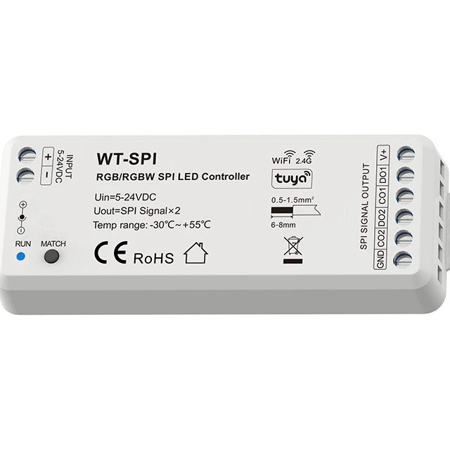 Контроллер RGB/RGBW WT-SPI 5–24VDC для 1000 пикселей, WiFi+RF
