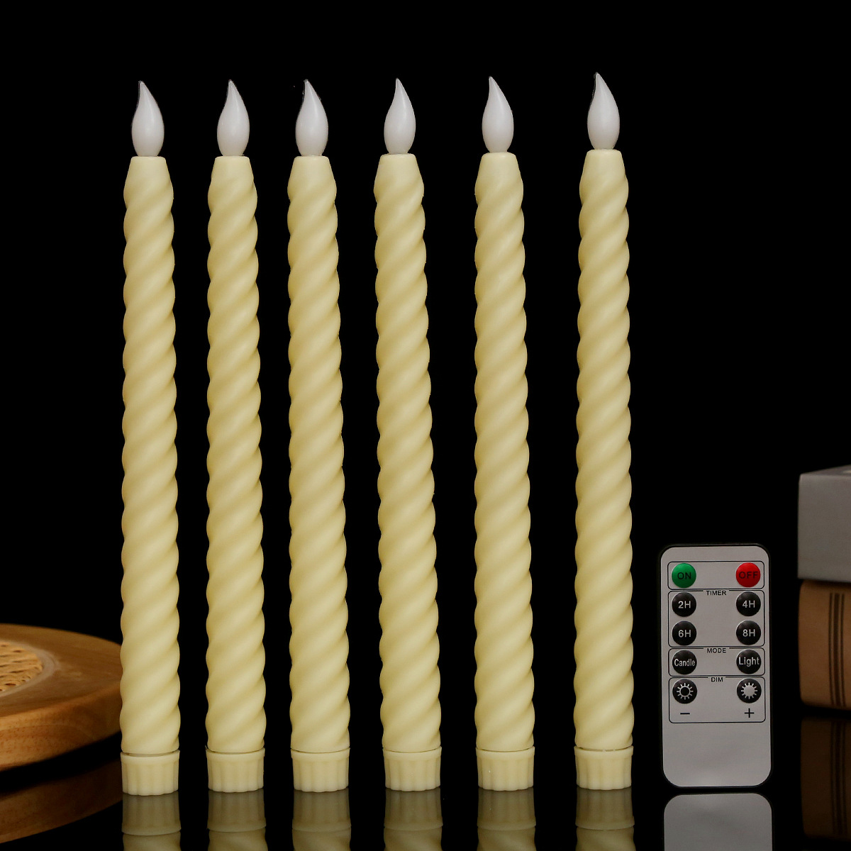 One remote-controlled flame head, threaded ivory white, one piece (remote control not included).